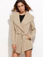 Shein Camel Oversized Drape Collar Wrap Coat