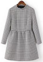 Shein Black White Long Sleeve Houndstooth Dress