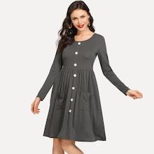 Shein Pocket Solid Dress