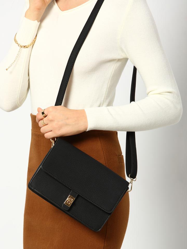 Shein Women Black Twist Lock Bag