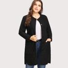 Shein Plus Quilted Dolphin Hem Coat