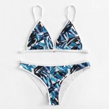 Shein Plus Leaf Print Bikini Set