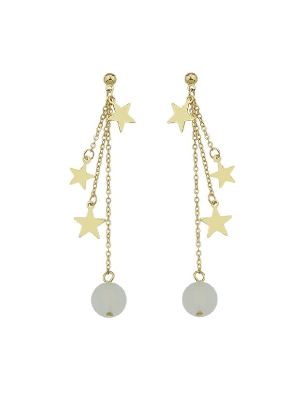 Shein White Multi Layers Chain Brincos Star Pattern Beads Dangle Earrings