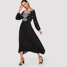 Shein Botanical Embroidered Elastic Waist Dress