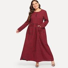 Shein Plus Gingham Pocket Detail Longline Dress