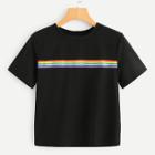 Shein Contrast Striped Tape Tee