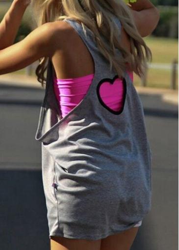 Rosewe Heart Shaped Hollow Grey Tank Top