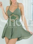 Shein Army Green Halter Criss Cross Back Jumpsuit