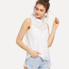 Shein Ladder Lace Insert Eyelet Embroidered Top