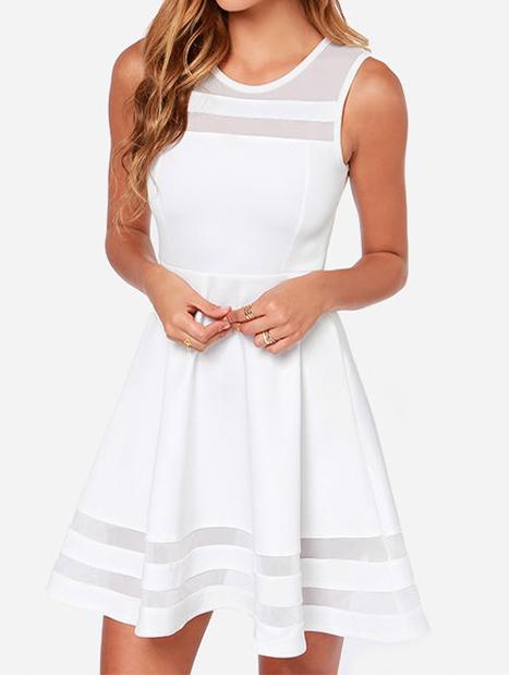 Shein White Sleeveless Sheer Mesh Slim Dress