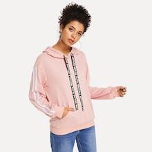 Shein Tape Detail Hooded Sweatshirt