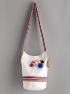 Shein Pom Pom Embellished Crossbody Bag With Tassel