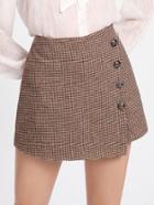 Shein Button Detail Plaid Wrap Shorts