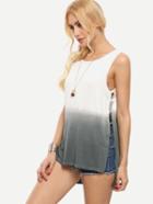 Shein Grey Ombre Ladder-cutout High-low Tank Top