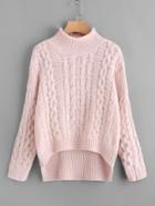 Shein Cable Knit Stepped Hem Sweater