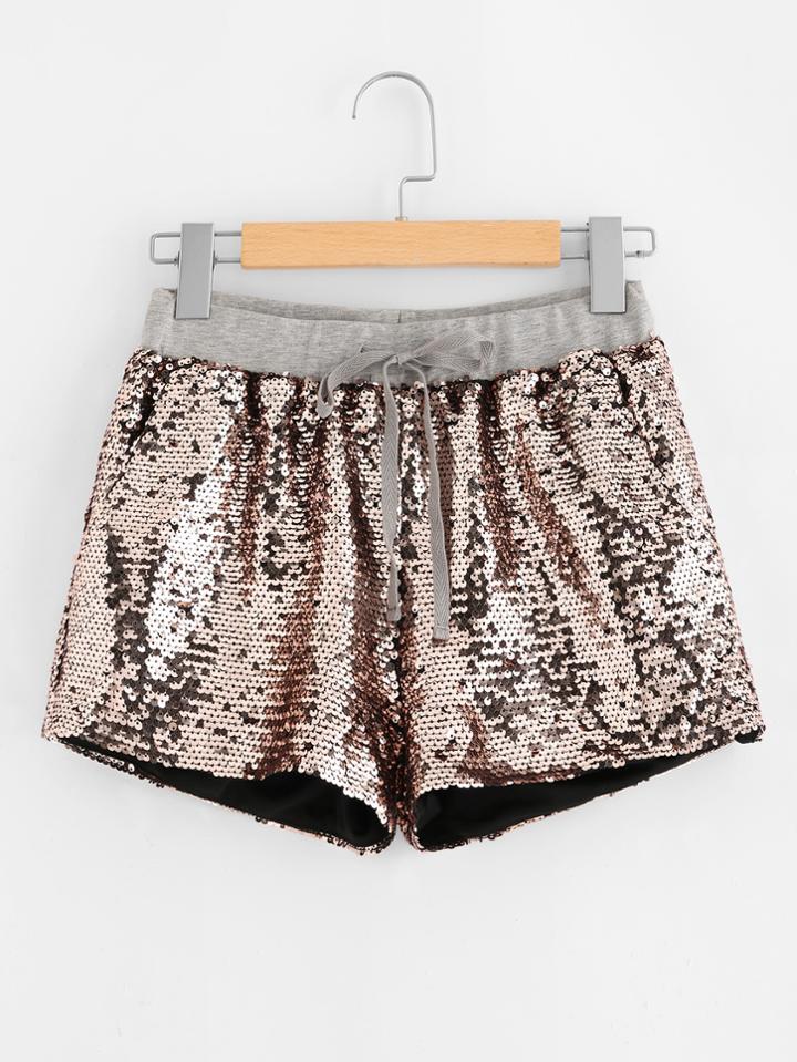 Shein Sequin Drawstring Shorts