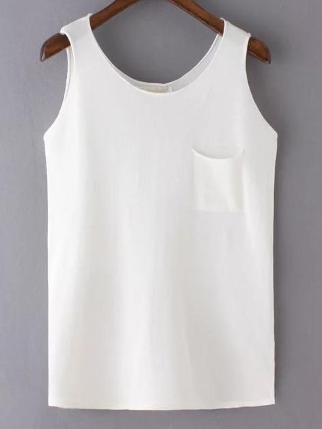 Shein White Pocket Slim Tank Top
