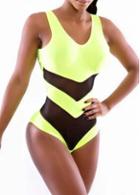 Rosewe Fine Quality Color Block Backless Swimwear For Lady