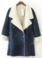 Rosewe Enchanting Long Sleeve Turndown Collar Winter Coat Blue