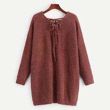 Shein Plus Drop Shoulder Lace-up Back Jumper