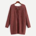 Shein Plus Drop Shoulder Lace-up Back Jumper