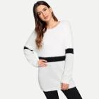 Shein Contrast Panel Mixed Media Sweater