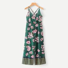 Shein All Over Florals Surplice Wide Leg Jumpsuit
