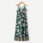 Shein All Over Florals Surplice Wide Leg Jumpsuit