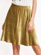 Shein Gold Elastic Waist Textured A Line Skirt