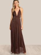 Shein Spaghetti Strap Glitter Overlay Dress