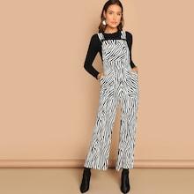 Shein Animal Print Pinafore Jumpsuit