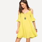 Shein Open Shoulder Ruffle Cuff Swing Dress