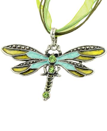 Shein Green Diamond Dragonfly Necklace