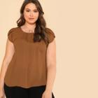 Shein Plus Tulip Sleeve Pleated Neck Top