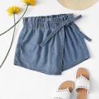 Shein Knot Frilled Waist Overlap Front Shorts