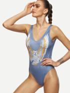 Shein Grey Eagle Print Backless One Piece Swimwear