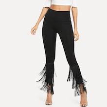 Shein High Waist Tiered Fringe Hem Skinny Pants