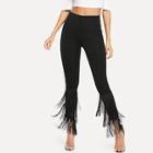 Shein High Waist Tiered Fringe Hem Skinny Pants