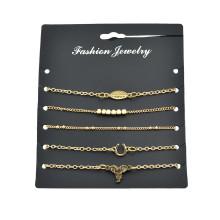 Shein 5pcs/set Boho Chic Leaf V Shape Elephant Head Charm Bracelets