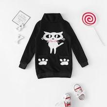 Shein Toddler Girls Cat Print Turtleneck Sweatshirt