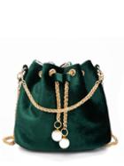 Shein Chain Detail Velvet Bucket Bag