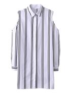 Shein Cold Shoulder Striped Shirt Dress