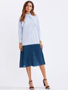 Shein Contrast Pleated Shirt Dress