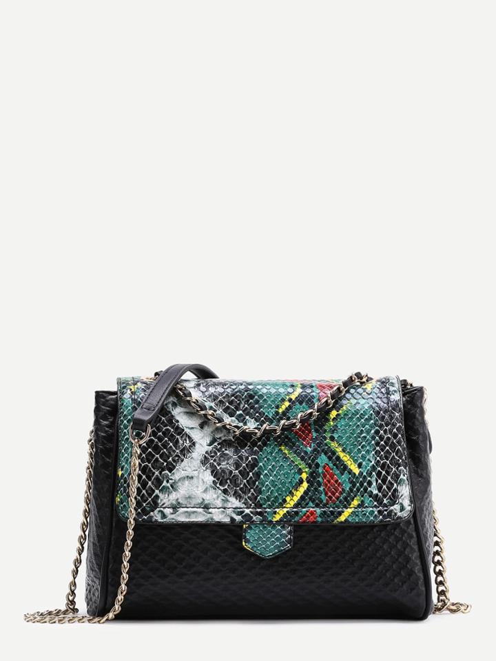 Shein Pu Crocodile Chain Bag