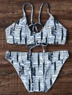 Shein Black And White Strappy Back Bikini Set