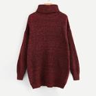 Shein Turtle Neck Marled Knit Longline Jumper