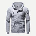 Shein Men Drawstring Detail Zip Up Solid Hoodie