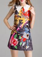 Shein Graffiti Embroidered Jacquard Beading Dress