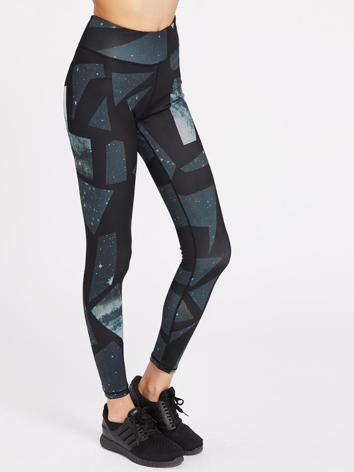 Shein Active Geometric Galaxy Print Leggings