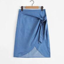 Shein Knot Detail Overlap Denim Skirt